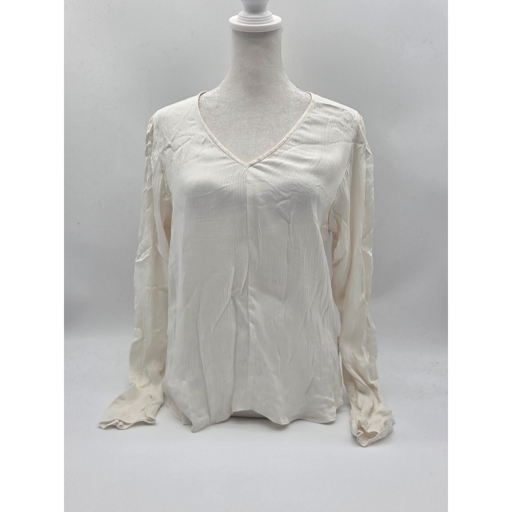 bobiBLACK Los Angeles Women's Ivory V-Neck Long Sleeve Blouse 101-699